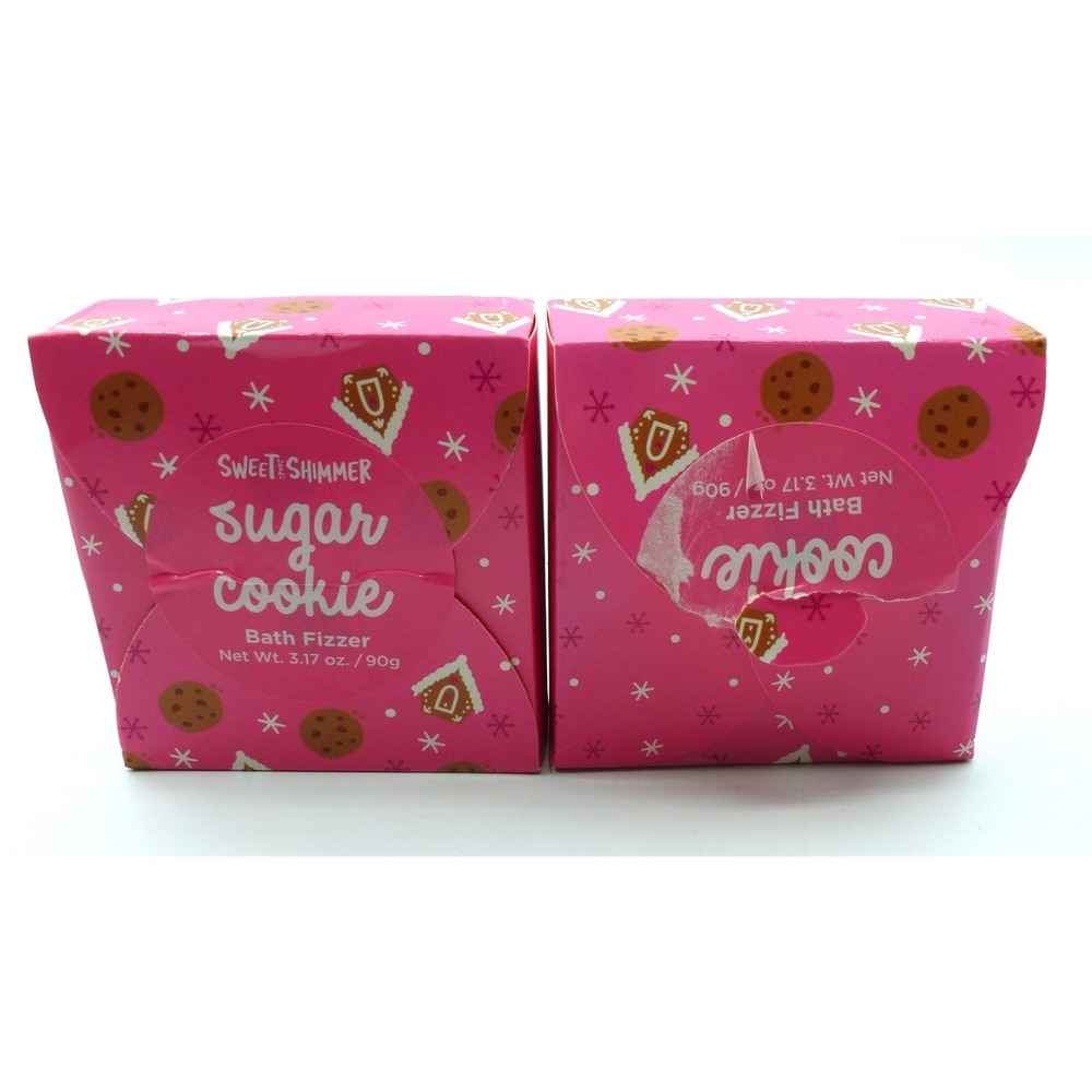 2 Holiday Bath Fizzers ~ Sweet & Shimmer Sugar Cookie ~ 3.17oz New 2 Pack